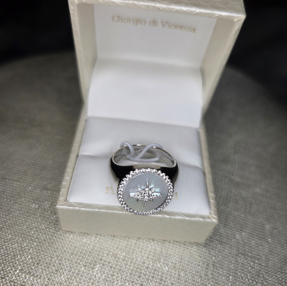 Giorgio di Vicenza Silver Starburst Ring with Mother of Pearl Size 8 - Picture 5 of 12